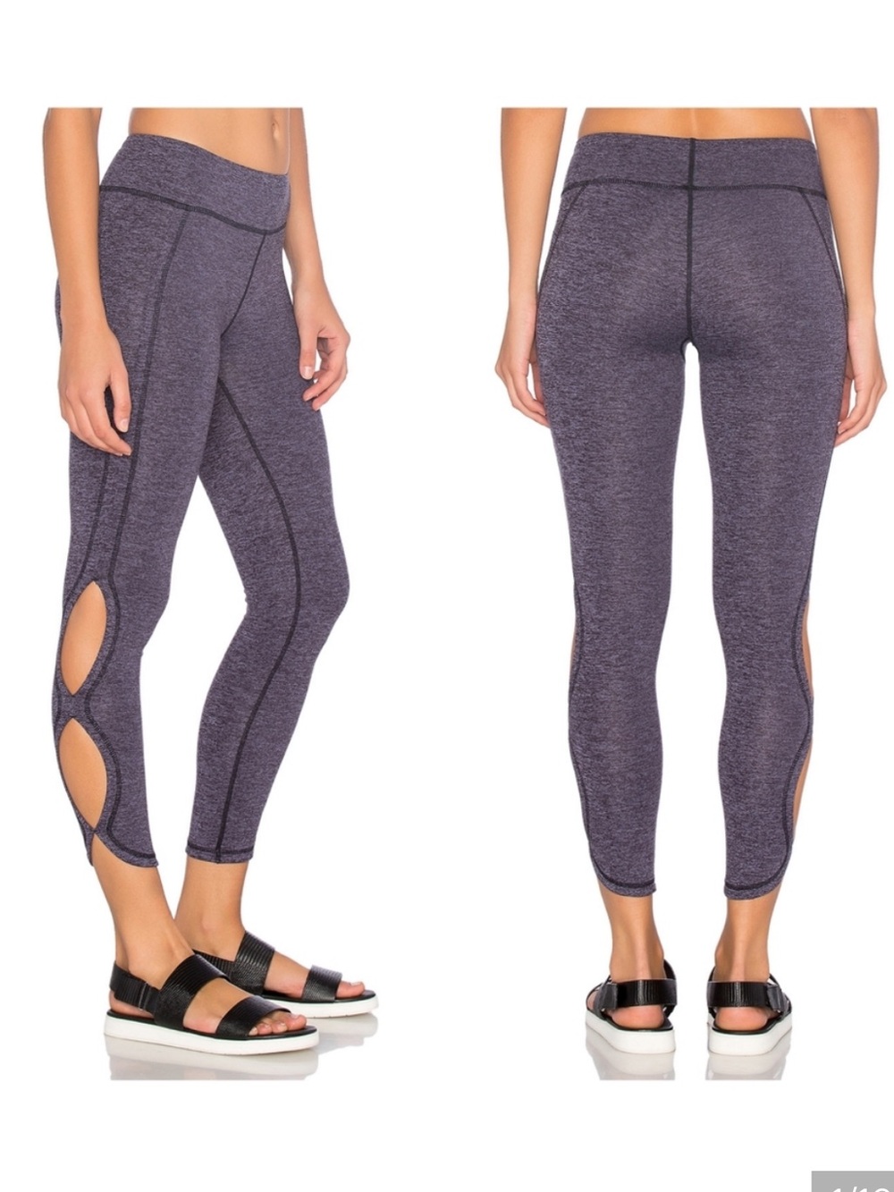 Free People Movement Infinity Cutout Cropped Workout Leggings In Heather Purple